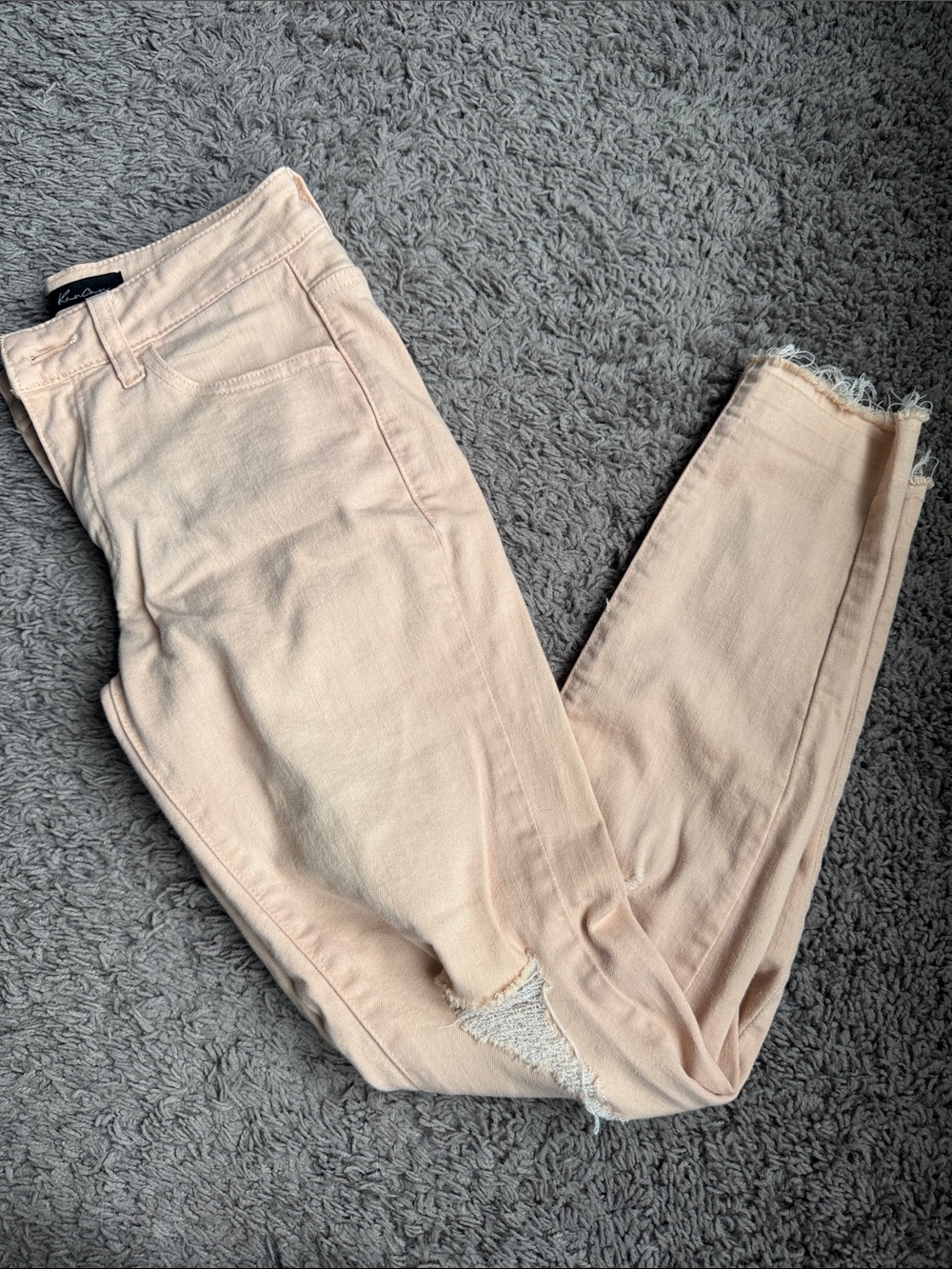 KanCan Light Peach Distressed Skinny Jeans